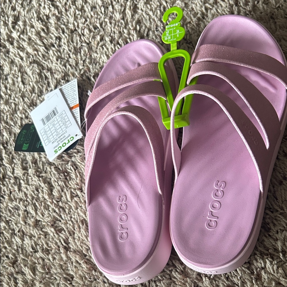 CROCS Light Pink Triple Strap Sandals